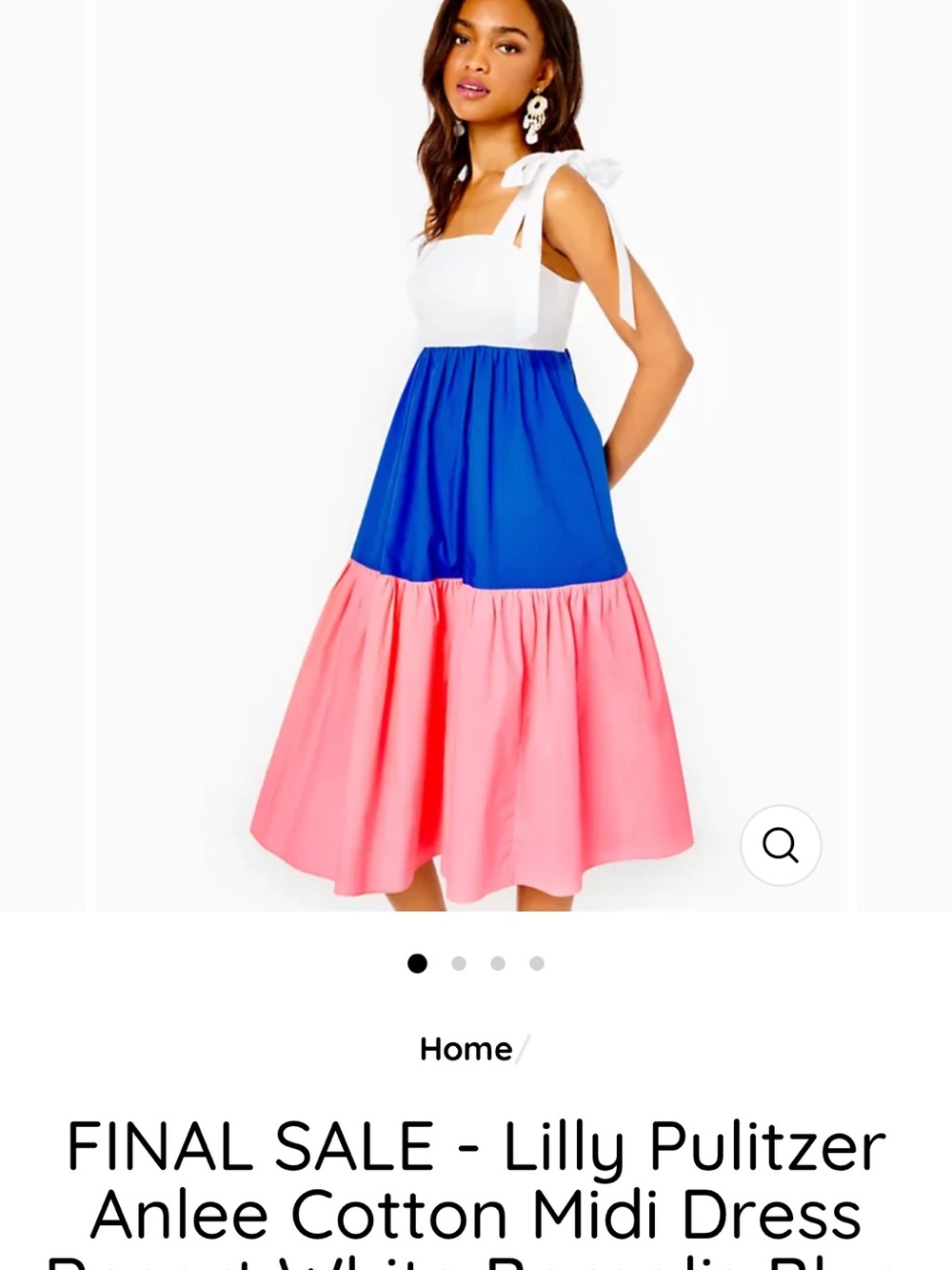 Lilly Pulitzer White, Blue & Pink Tiered Maxi Dress